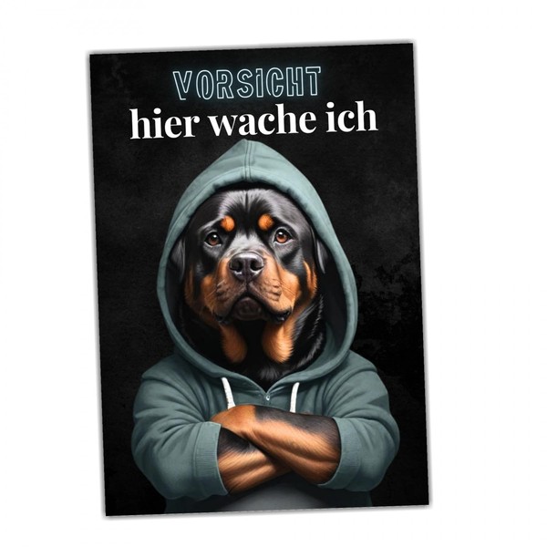 Dog Sign with German Text "Vorsicht Rottweiler" Dog Saying Door