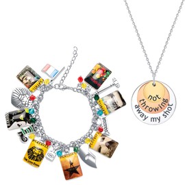 2PC Not Throwing Away My Shot Tri-Layer Necklace and Charm Bracelet Set for Teen Girls Broadway Musical Inspired Jewelry