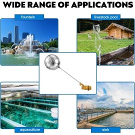 Unbranded 2 Pack Float Valve for Water Tank Stainless Steel Float Ball Valve 3/4 Inch Tank