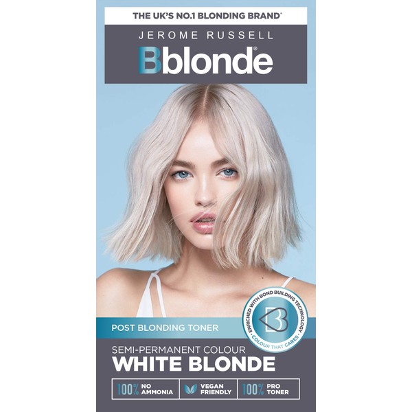 Jerome Russell Bblonde, Semi-Permanent Hair Toner, No Ammonia, Vegan, Professional Results, For Blonde Hair, Post Blonding Toner, White Blonde