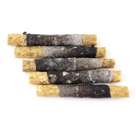 DOGBOSS 100% Natur gefüllte Kaurollen in verschiedenen Größen und Geschmack (5er Lachs 17 cm)