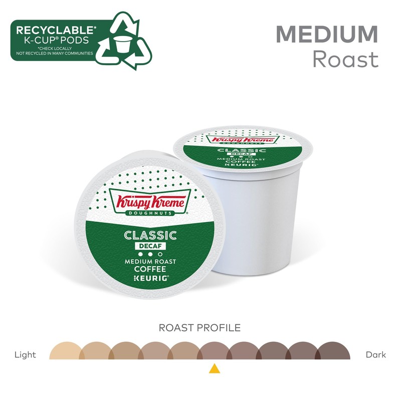 Krispy Kreme Classic Decaf, Single-Serve Keurig K-Cup Pods, Medium Roast