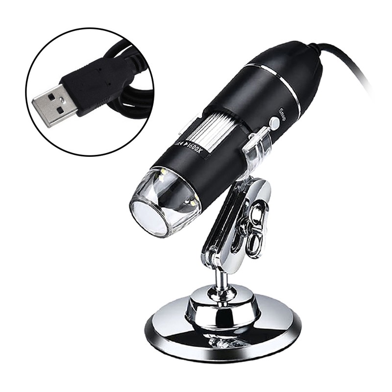 USB Digital Microscope 1600X Magnification Camera 8 LEDs with Stand