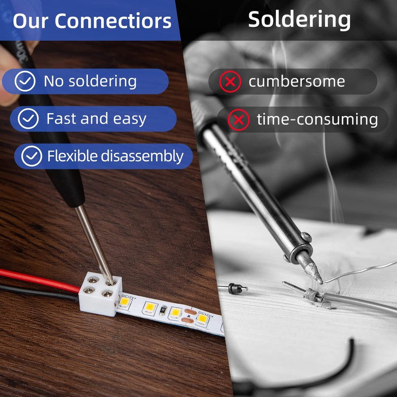 SIOKUY 20 PCS 2-Pin 10mm Solderless LED Strip Connectors, Reliable