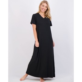3 Pack: Womens Plus Size Short Sleeve Maxi Crew V-Neck Nightgown Long Soft Nightshirt Women Night Gowns Nightdress Sleep Lounge Dress Sleepwear Pajama Tops PJs Sleeping Ladies PJ Just My - Set 2, 2X