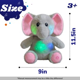 Cuteoy Glowing LED Light-up Elephant Nightlight Toys Musical Plush Stuffed Animal Singing Lullabies Birthday Christmas Plushies Gifts for Kids Boys Girls,13"