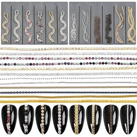 Lifextol Gold Nail Charms Gems Nails Rhinestone Junk Case Charms for Acrylic Press on Nails Art Design, 3D Y2K Nail Charm Jewel Charm Fake Fingernail Tips Studs Set Metal Gold Beads Kit-N