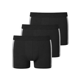 Schiesser Men's 3 Pack Shorts Soft Waistband and Stripes Organic Cotton - 95/5 Organic, Black_173816