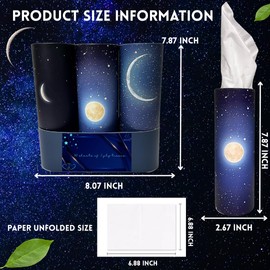 Lovely Land Products Star & Moon-Themed Car Tissues Holder with 3-Ply Car Tissue Cylinder Box, Facial Tissues 50 Ct, (Pack of 3) Fits Car Cup Holder Tissue Box
