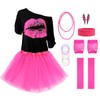 Aomig 80s Costume Accessory Set, 8 Pieces T-Shirt Tutu Headband