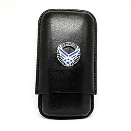 Cigar Cutters by Jim Genuine Leather US Air Force Cigar Case 3-Finger with 3 Cigar Holders - Pocket-sized Cigar Case for Travel, Gifts for Men
