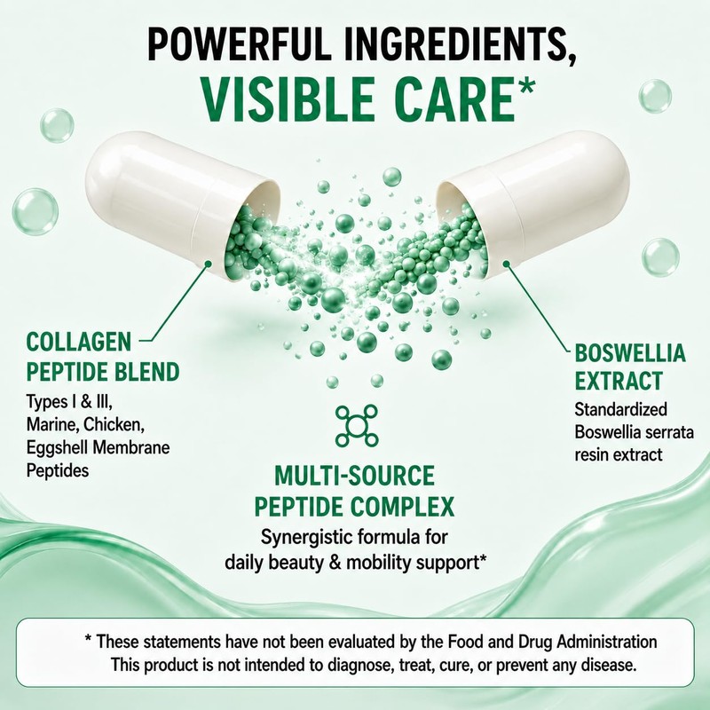 Multi Collagen Multi-Source Peptide Blend 60 Capsules Supplement