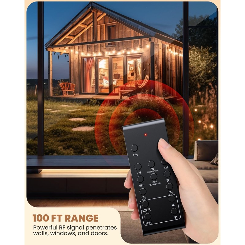 Outdoor Remote Control Outlet, ELECTOP Outdoor Timer with Countdown &