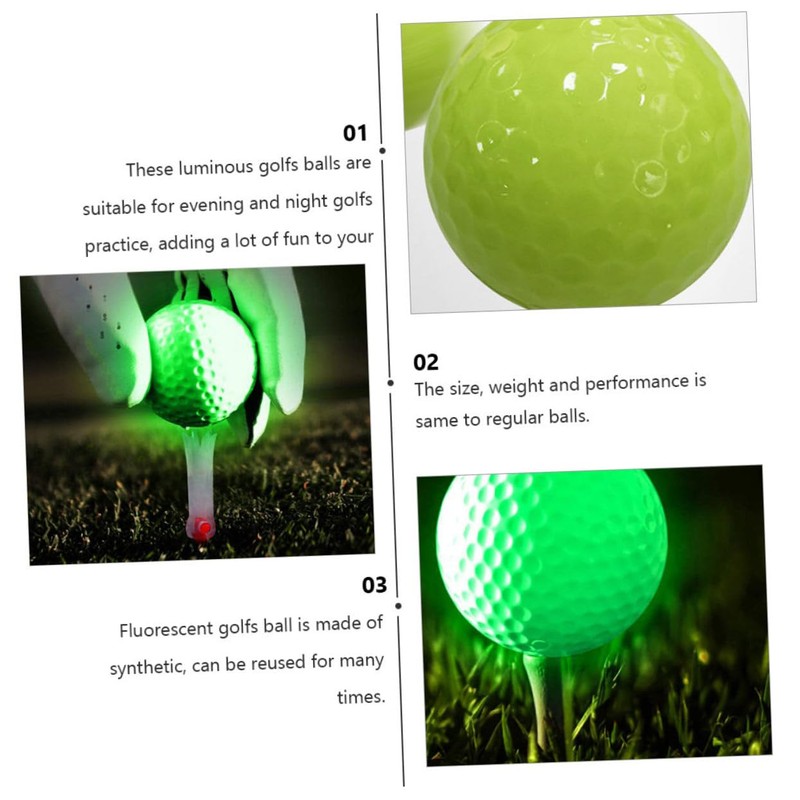 BESPORTBLE 6pcs Golf Fluorescent Ball Lighted Luminous Balls Training Aid