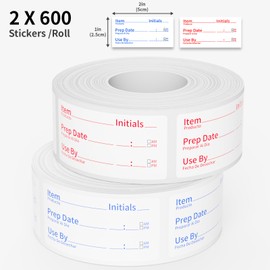 2 Rolls 1200 Pieces Removable Food Stickers, Easy to Peel, Food Freezer Lables Reminder Food Storage Labels Prep Canning Labels for Jars, Jars, Waterproof