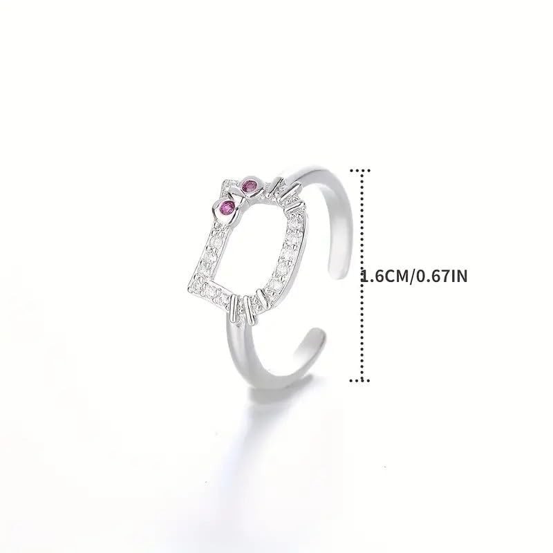 Generic Cartoon hello cat adjustable ring 2024 Charming kawaii, white
