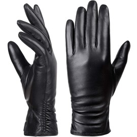 Dsane Womens Winter Leather Touchscreen Texting Warm Driving Lambskin Pure Genuine leather Gloves