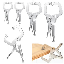 4Pcs Locking C Clamp Set 6/9/11Inch Heavy Duty Welding Clamps Adjustable Locking Pliers with Fixed and Swivel Pads for Home Farm and Auto Workshop Woodworking Repair