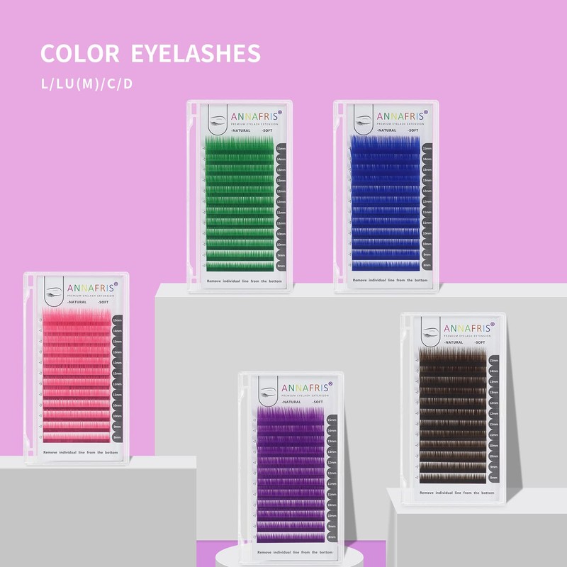 ANNAFRIS Coloured Eyelash Extension, Blue 0.07 C, 8-15 mm Mix,