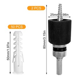 2-Piece Expansion Tube Screw Extractor Set, with 50 Expansion Tubes, Plastic + Nylon + Iron, Hex Handle, for Professional and DIY Applications (Black)