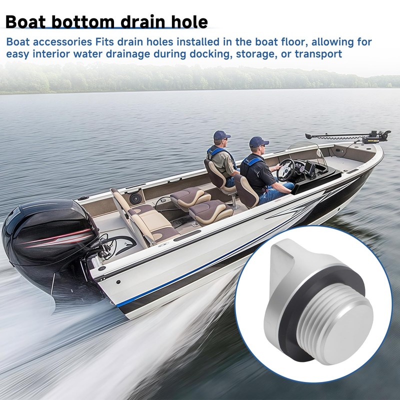 SRIAOO 3/4"-14 NPT Aluminum Boat Floor Drain Plug with Neoprene