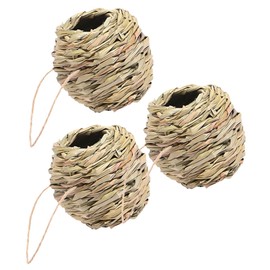 SUPVOX 3pcs Natural Grass Hanging Bird Hut Hand Woven Hummingbird Nest Cozy Squirrel Nesting Box for Parrots for Garden and Balcony