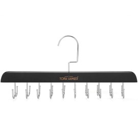 TOPIA HANGER Bra Hanger for Closet, Tank Top Hangers 20 Hooks Capacity Foldable Wood Space Saving Hangers Closet Organizer for Tank Top, Bra, Scarf, Belt, Tie etc - CT46B