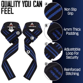 Alpha Sports Lifting Strap for Heavy weightlifting, Gym workout, Deadlifting and powerlifting strap with comfortable neoprene padding along with 23 inch cotton, durable deadlifting strap for men and