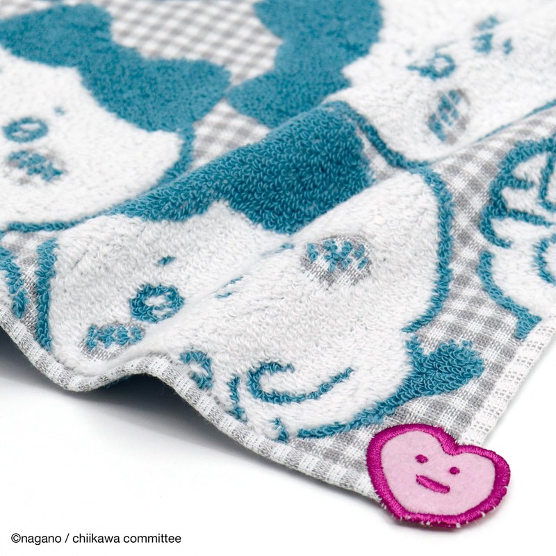 Chiikawa Chocon Check Towel Handkerchief, Blue, Gauze Pile, 41-1150080, Approx.