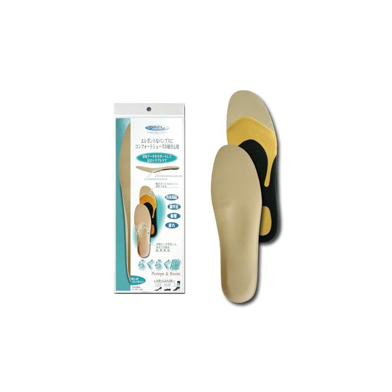 Rakurakutai Insoles for Pumps & Boots, Beige, Women's, M (9.1