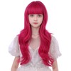 WAVELNM Kids Hot Pink Wig with Bangs Pink Long Wavy