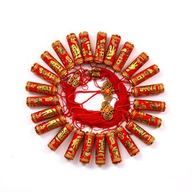 Chinese New Year Hanging Decorations 2 Pack Large Firecrackers Decor Traditional Red Lucky Oriental Pendant Ornaments for Lunar New Year Decorations