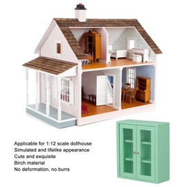 1:12 Dollhouse Wall Cabinet,Wooden Miniature Kitchen Cabinet for Dollhouse Accessories (Green)