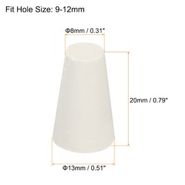 sourcing map Rubber Tapered Plug 8mm to 13mm Solid Test Tubes Bungs Stopper White for Lab Home 12 Pieces