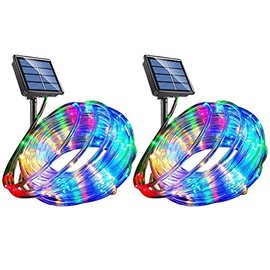 Luces LED de Cuerda con Energía Solar para Exteriores, 40 Pies, 100 LED, 8 Modos, Luces de Cuerda Solares para Jardín, Boda, Fiesta de Navidad, Decoración DIY (2PCS)