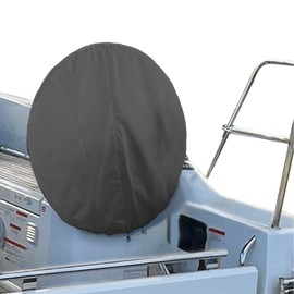 SavvyCraft Waterproof Boat Steering Wheel Covers, Heavy Duty Solution-Dyed 600D Fade-Resistant UV Protection Sailboat Yacht Marine Steering Wheel Protector Case, Vecro and Zipper Closure Black 48"