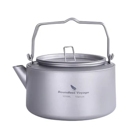 Boundless Voyage Titanium Kettle, 33.8 fl oz (1 L), Full Titanium, Direct Fire Compatible, Campfire, Outdoor, Camping Gear, Kettle, Titanium Kettle, 1L Ti3098D (Titanium Color)