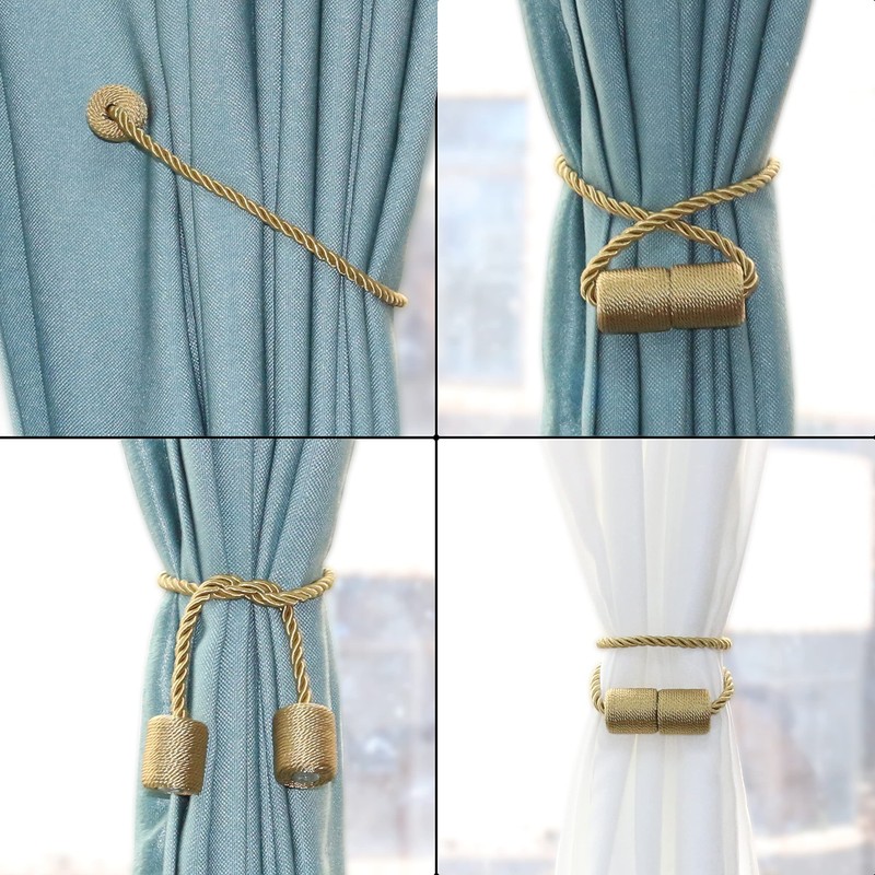 OCIOLI 4 Pack Magnetic Curtain Tiebacks Curtain Holdbacks Tie Backs