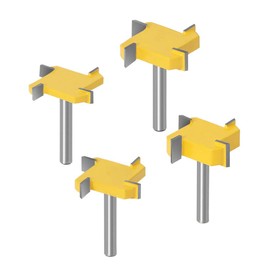 Saipe 1/4" Shank CNC Spoilboard Surfacing Router Bit Carbide Tipped Slab Flattening Router Bit Woodworking Tool, Set of 4