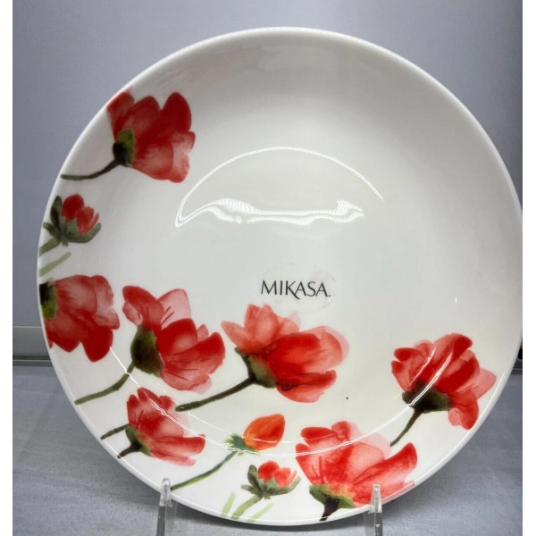 Mikasa Keira Red Poppy Salad Serving Bowl 8.5" New NWT
