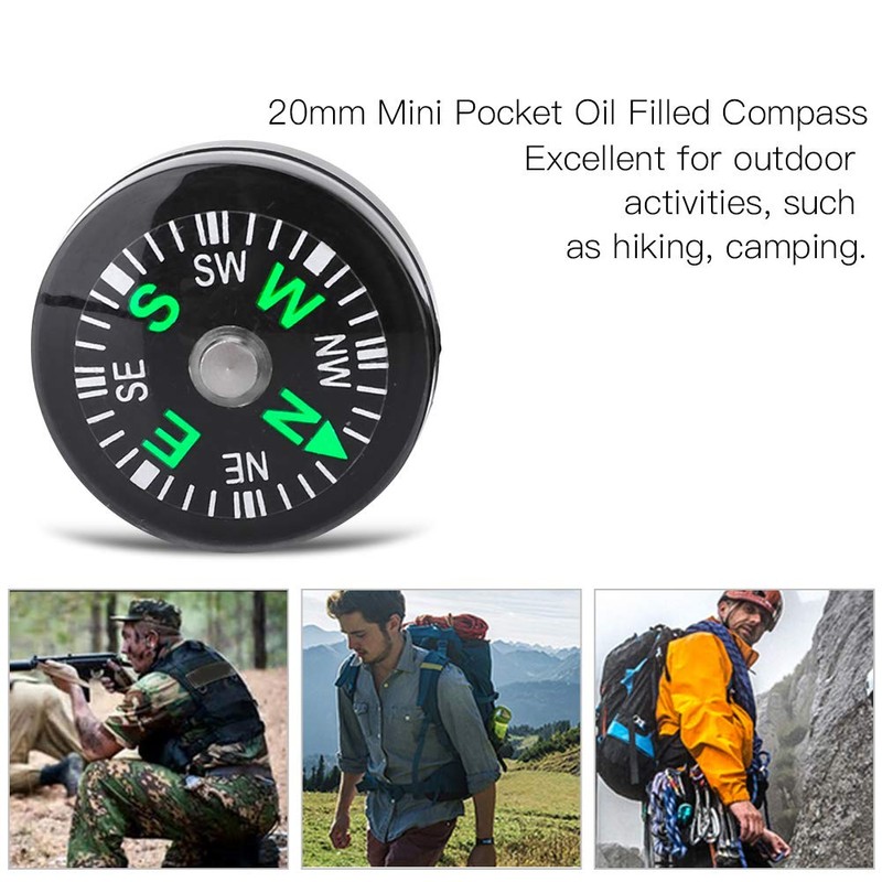 Pocket Compass, 20mm 12pcs Mini Pocket Oil Filled Compass for