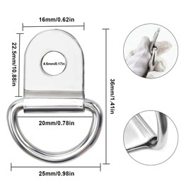 JRYGAC Pack of 20 D Ring Lashing Eyelets Stainless Steel Lashing Eyelets for Trailers, Lashing Eyelets for Trailers, Construction Ring Hooks, Foldable, Mounting Hooks, Heavy Duty Lashing Ring for