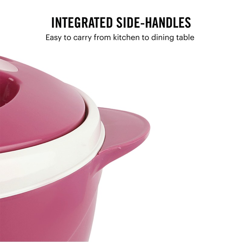 Cello Sapphire Insulated Inner Steel Casserole for Roti, 1250ml, Pink