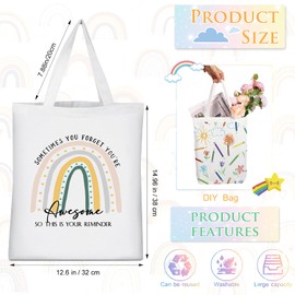 Woanger 10 Pcs Christmas Employee Appreciation Gifts Inspirational Canvas Tote Bags Rainbow Bags for Staff Thank You Gifts(Novelty Style)