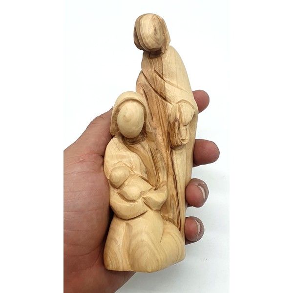 Zuluf Olive Wood Holy Family Nativity 6.3" - Hand Carved