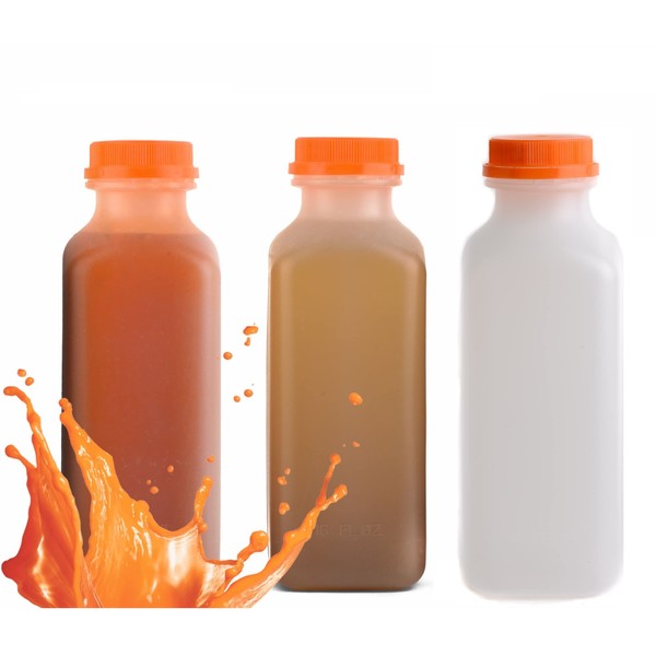 EcoQuality [150 PACK] Empty Plastic Juice Bottles with Tamper Evident