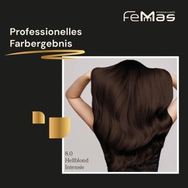 Femmas Hair Colour Set Light Blonde Intensive 8.0 I Hair Colour Cream 100 ml + Oxycreme 100 ml 9% I Permanent Hair Colouration + Developer I Gentle & Long Lasting I Salon Hair Colour for Home