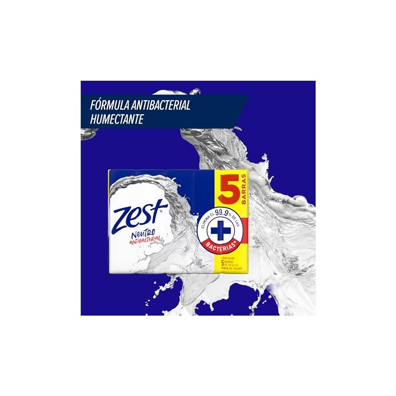 Jabón Zest Neutro Micelar Antibacterial 5 x 90 g