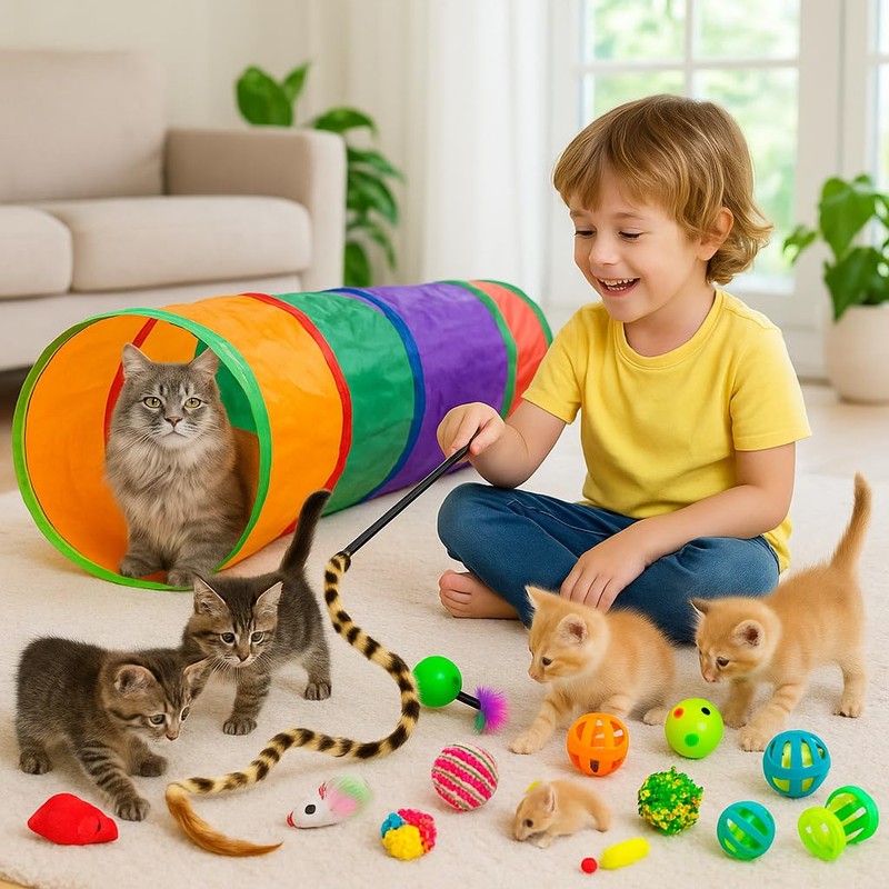 PUBAMALL Túnel para Gatos, Juguete Extensible Plegable para Jugar con