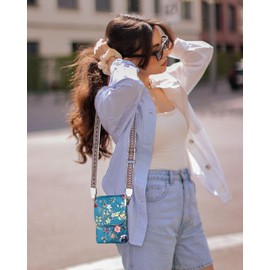 VONMAY Vegan Leather Small Crossbody Bags for Women, 11 Compartment Cell Phone Wallet Purses with Adjustable Guitar Strap